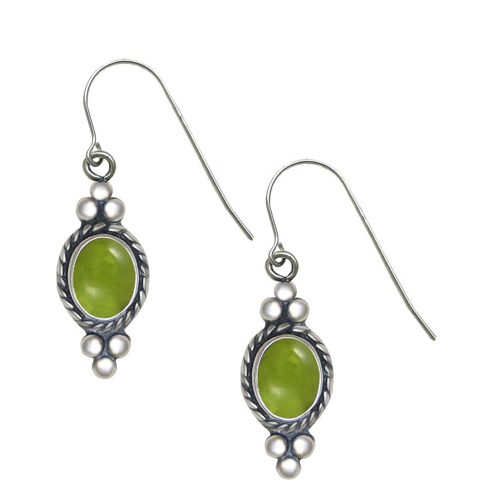 Sterling Silver Peridot Gemstone Drop Dangle Earrings